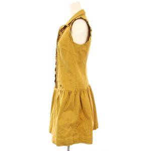 BURBERRY BLUE LABEL シャツワンピース ひざ丈 ノースリーブ フリル 38 マスタード E1J50-200-60 /TK