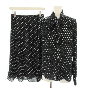 セットアップ 上下 シャツ ブラウス ボウタイ 長袖 スカート ロング フレア イージー ウエストゴム