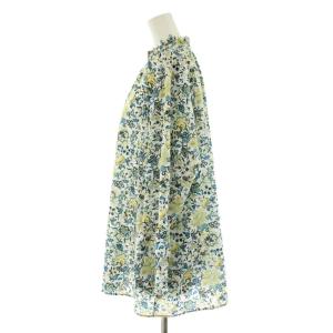 Leilian ERICA ラワー柄ハイネックブラウス カットソー プルオーバー 七分袖 花柄 大きいサイズ 13+ 白