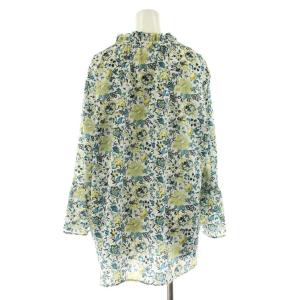 Leilian ERICA ラワー柄ハイネックブラウス カットソー プルオーバー 七分袖 花柄 大きいサイズ 13+ 白