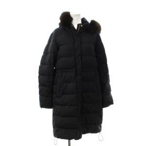 ダウンコート 36 ネイビー フード付き 長袖 ロング丈 /JP