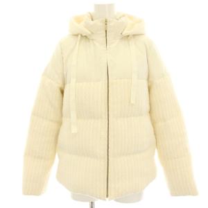 ダウンジャケット 上着 1 白 ホワイト ツイード切替 フード付き ジップアップ /HN