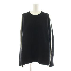 24AW ラインニットプルオーバー ニット セーター 長袖 ウール カシミヤ混 黒 ブラック 24080586209030
