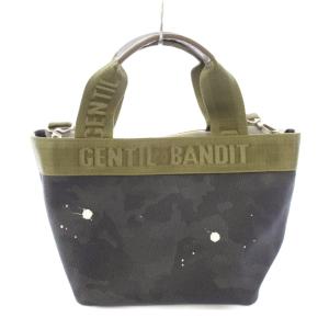 GENTIL BANDIT 9周年モデル 舟形トートバッグ 2WAY ハンドバッグ ショルダーバッグ カモフラ 迷彩柄 ロゴ ペイント加工