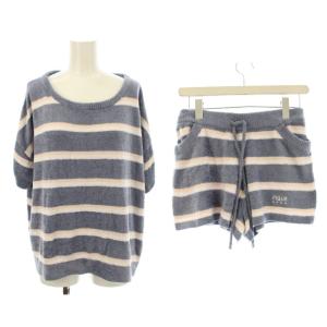 ナイトウエア パジャマ F ネイビー ボーダー柄 半袖 ラウンドネック /JP