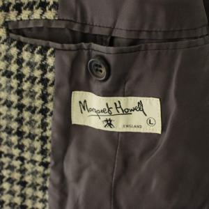 MARGARET HOWELL ハリスツイード テーラードジャケット シングル 千鳥格子 ウール L グレー 黒 ブラック MH-026146