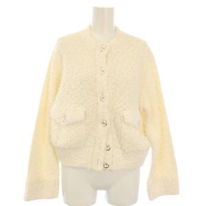 スラブ ニット カーディガン ノーカラージャケット リネン混 白 1528-299-0323 /TK