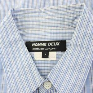 Comme des Garçons Homme Deux AD2015 シャツ 長袖 マルチチェック S 水色 DP-B044 /KH