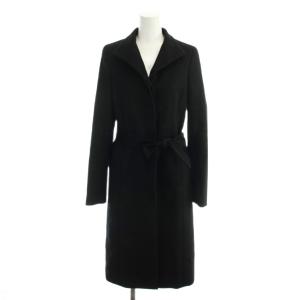 コート カシミヤ 36 黒 ブラック テーラードカラー 長袖 ウエストベルト /AP