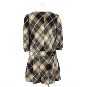 BURBERRY BLUE LABEL ワンピース 七分袖 ひざ丈 チェック柄 38 グレー 黒 E1J18-644-09 /TK
