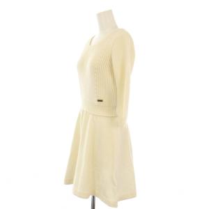 BURBERRY BLUE LABEL ニット ワンピース 七分袖 ひざ丈 38 白 E1J81-829-02 /TK