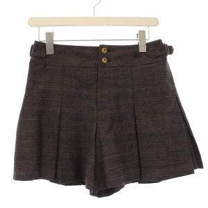 キュロット スカート ショートパンツ チェック柄 ホース 刺繍 38 茶 E1R68-622-50 /TK