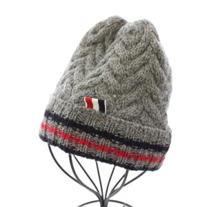 THOM BROWNE ニット帽 帽子 ロゴ 刺繍 グレー /BB