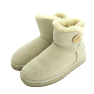 UGG australia MINI BAILEY BUTTON ショートブーツ スエード US7 24.0cm オフホワイト 3352