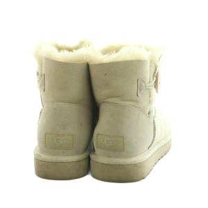 UGG australia MINI BAILEY BUTTON ショートブーツ スエード US7 24.0cm オフホワイト 3352