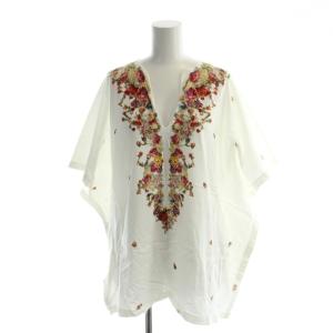 カットソー M 白 ホワイト 花柄 Vネック /AP