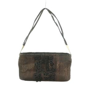 ハンドバッグ パイソンレザー 茶 /MI OH