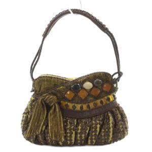 ハンドバッグ スパンコール ビジュー 茶 ブラウン /AN23