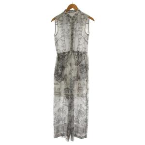 オーナメントプリントサロペット オールインワン ノースリーブ 花柄 36 グレー 0321217113