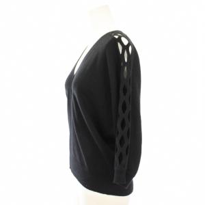 Chloe ウール袖カッティングニットセーター 七分袖 Vネック S 黒 CHC21AMP26670001S /TK