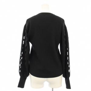 Chloe リブニット セーター クルーネック カッティング 長袖 S 黒 CHC21AMP24670001S /TK