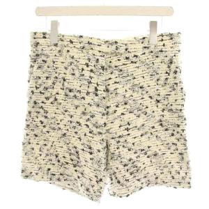 ショートパンツ ハーフパンツ 40 白 ホワイト 黒 ブラック ツイード ウール混 /HN