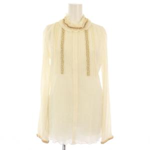 シルクブレンドピンタックブラウス 長袖 36 白 18SHT30-18S040 /TK