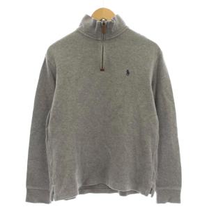 ハーフジップ ハイネック ニット コットン 長袖 S グレー 710666383005 /G
