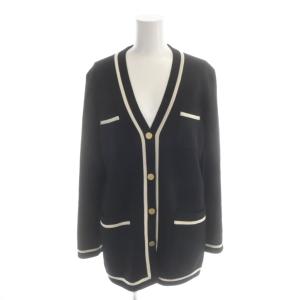 カーディガン 黒 ブラック Vネック 長袖 パイピングデザイン /AP