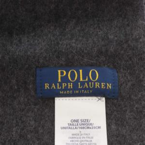 POLO RALPH LAUREN マフラー フリンジ ウール グレー 紫 パープル /AN80