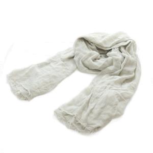 ストール 絹 シルク ライトグレー 無地 フリンジ しわ加工 /RI OS