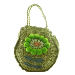 フラワーモチーフペーパーバッグ トート 緑 グリーン /SS OS