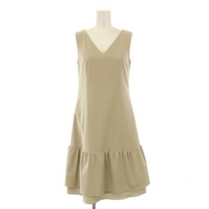 フレアワンピース ノースリーブ Vネック 36 ベージュ