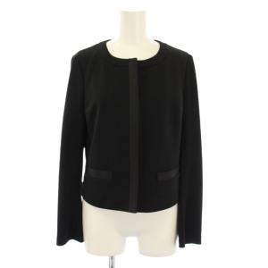 ノーカラージャケット アウター ショート丈 ストレッチ ワンカラー 38 黒 ブラック タグ付き /BB