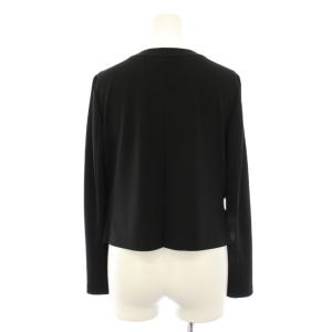 FOXEY NEW YORK ノーカラージャケット アウター ショート丈 ストレッチ ワンカラー 38 黒 ブラック タグ付き /BB