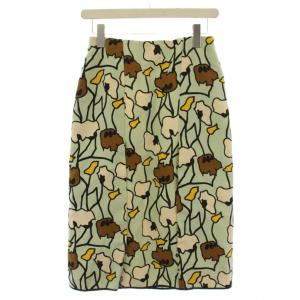 タイトスカート ロング 総柄 ウール ナイロン 38 緑 /BM