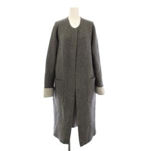 ノーカラーコート ウール 38 グレー