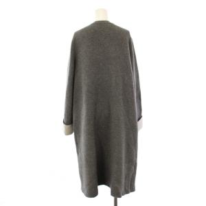 FOXEY ノーカラーコート ウール 38 グレー