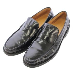 PENNY LOAFER ペニーローファー ラウンドトゥ ローヒール レザー ワンカラー 8.5 黒 ブラック