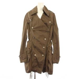 トレンチコート スプリングコート 春アウター フリンジ ベルト F ブラウン /TK