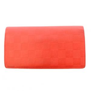 ポルトフォイユ プラザ ダミエ アンフィニ 二つ折り財布 ロングウォレット ワンカラー 赤 レッド N63011