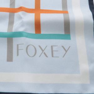 FOXEY スカーフ チェック柄 ブルー