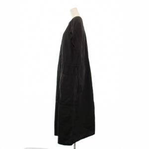 OLDMAN'S TAILOR ガーメントダイポケットドレス ワンピース フレンチスリーブ ロング M 黒 /KH