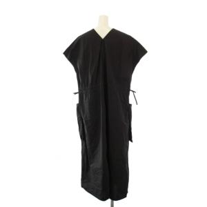 OLDMAN'S TAILOR ガーメントダイポケットドレス ワンピース フレンチスリーブ ロング M 黒 /KH