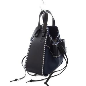 ハンモック ミニ ハンドバッグ ショルダーバッグ 2WAY レザー ネイビー