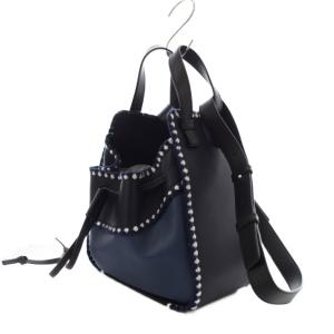 LOEWE ハンモック ミニ ハンドバッグ ショルダーバッグ 2WAY レザー ネイビー