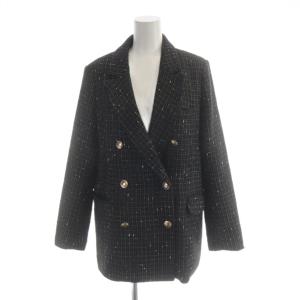 ジャケット 上着 36 黒 ブラック ツイード ダブルブレスト 長袖 /AP