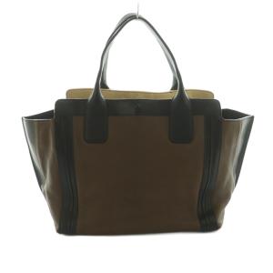 Chloe ハンドバッグ シープレザー バイカラー 茶 黒 3S0164-703 /MI OH