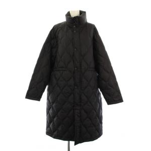 キルトスタンドカラーロングダウンコート キルティング アウター ワンカラー ナイロン F 黒 ブラック