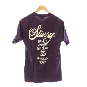 STUSSY SP20 World Tour SP20 Tee Tシャツ S パープル ロゴプリント ラウンドネック
